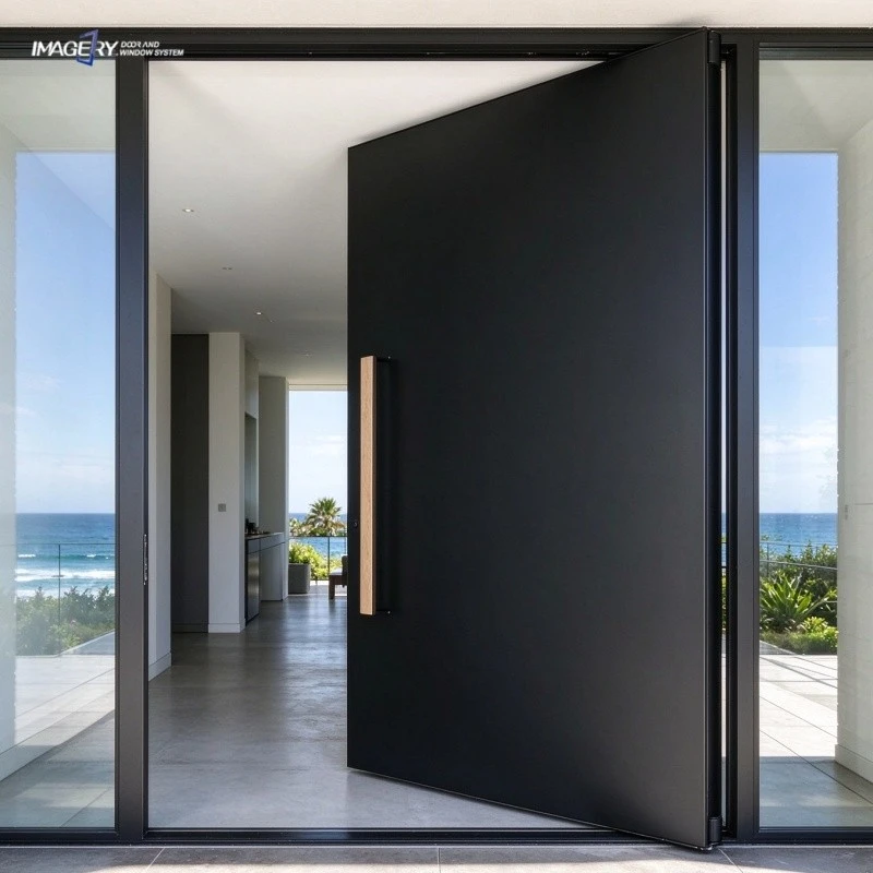Black Modern Aluminum Pivot Door For Entrance Hotel suppliers Black Modern Aluminum Pivot Door For Entrance Hotel suppliers
